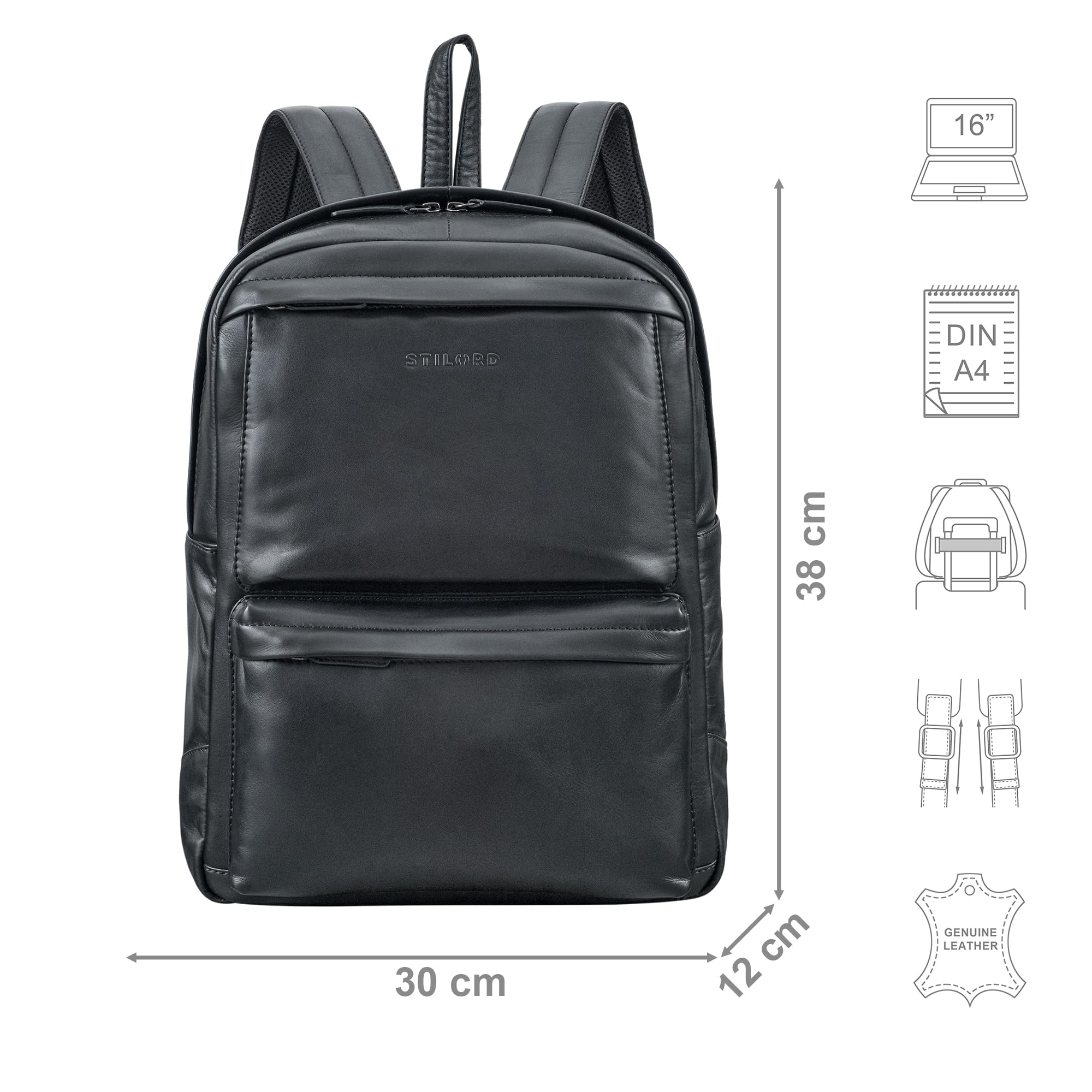 STILORD 'Erin' Zaino in Pelle Grande per Uomo e Donna Zaino porta PC 15-16 Pollici Backpack Vintage Zaino per Ufficio Università e Business in Cuoio Autentico