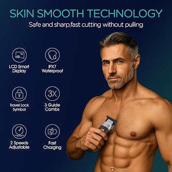 VOYOR Body Hair Trimmer for Men,Electric Razor,Versatile Groin & Body Trimmer,Waterproof and Cordless Shaver, Manscaper for Men, USB-C Charging Groomer,Ceramic Blade Razor Male Grooming HT310 (Wood)