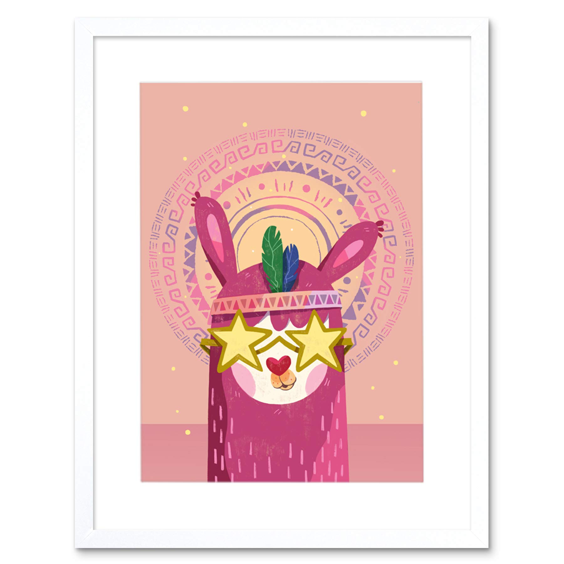 Wee Blue Coo Llama Pink Fashion Framed Art Print
