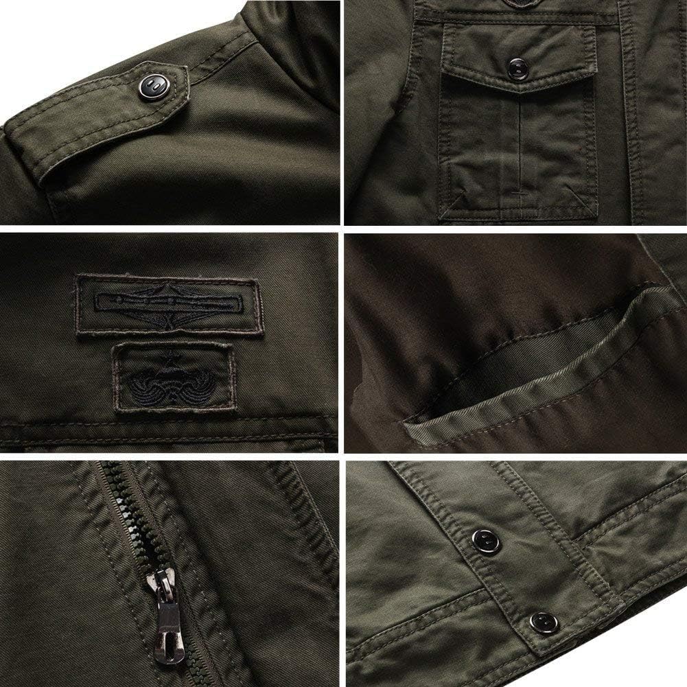 JITUUE Jackets for Men Military Cotton Outdoor Coat Stylish Casual Washed Cotton Tactical Lightweight Windbreaker Jackets