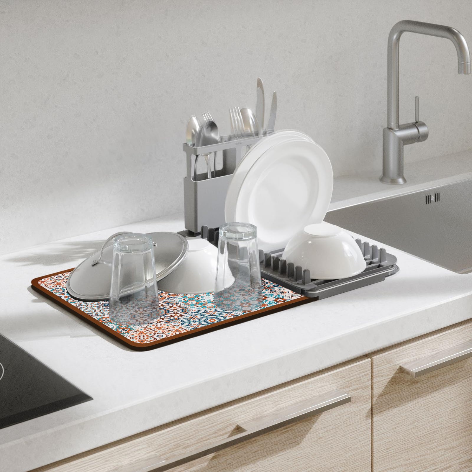 Trsnzul Protege Evier Cuisine 30,5 x 30,5 cm, Tapis Fond Évier Silicone, Tapis d'Évier Souple, D'évier Réglables Antidérapant, Contre la Aaleté et Les Rayures, pour Séchage Vaisselle Ustensiles