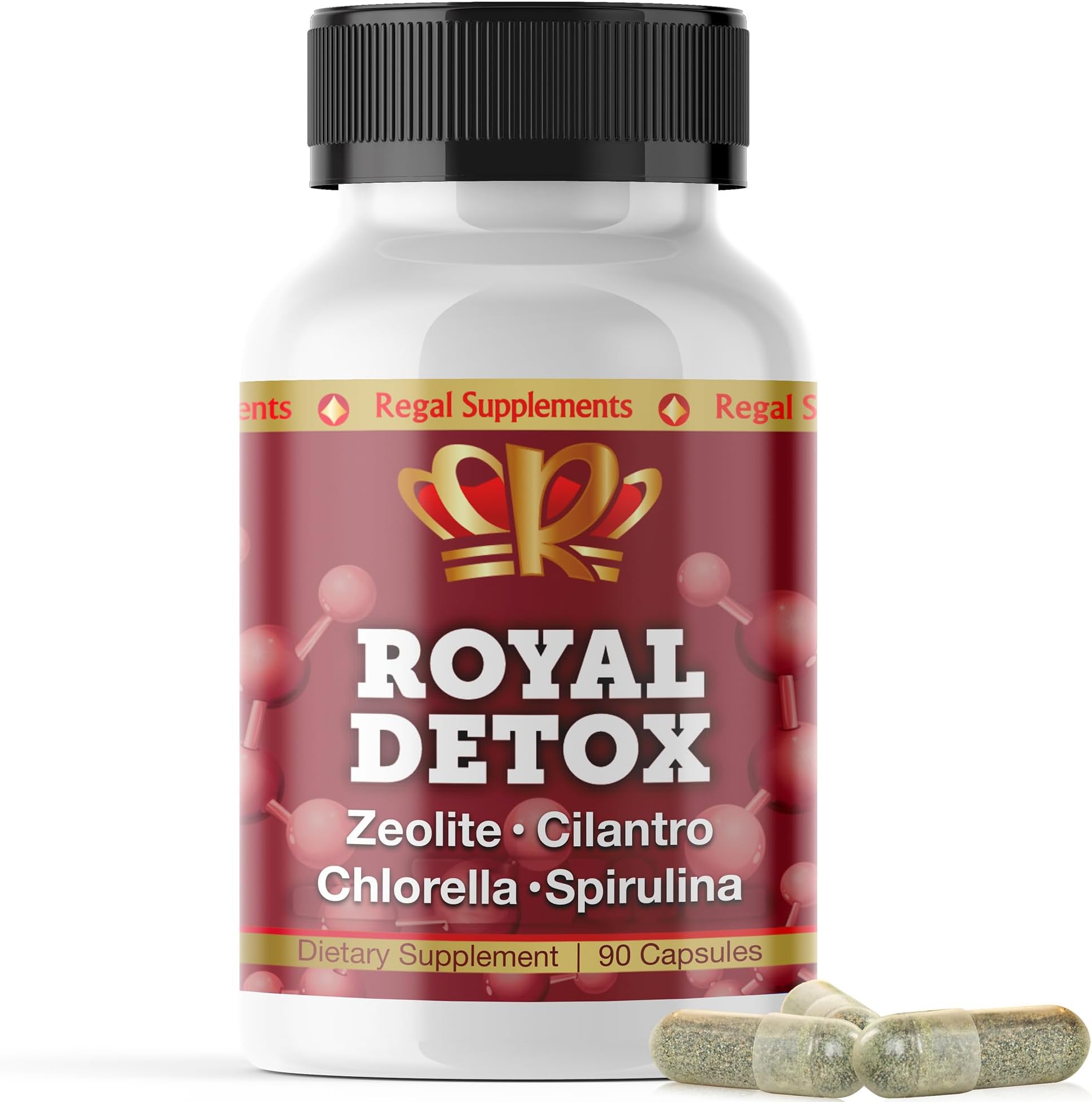 Royal Detox - All-in-One Cleanse | Zeolite, Cilantro, Chlorella, Spirulina, Apple Pectin | Full Body, Liver, Colon Detox | Supports Energy, Mood, Immunity, Gut Health, Reduced Inflammation 90 Capsules