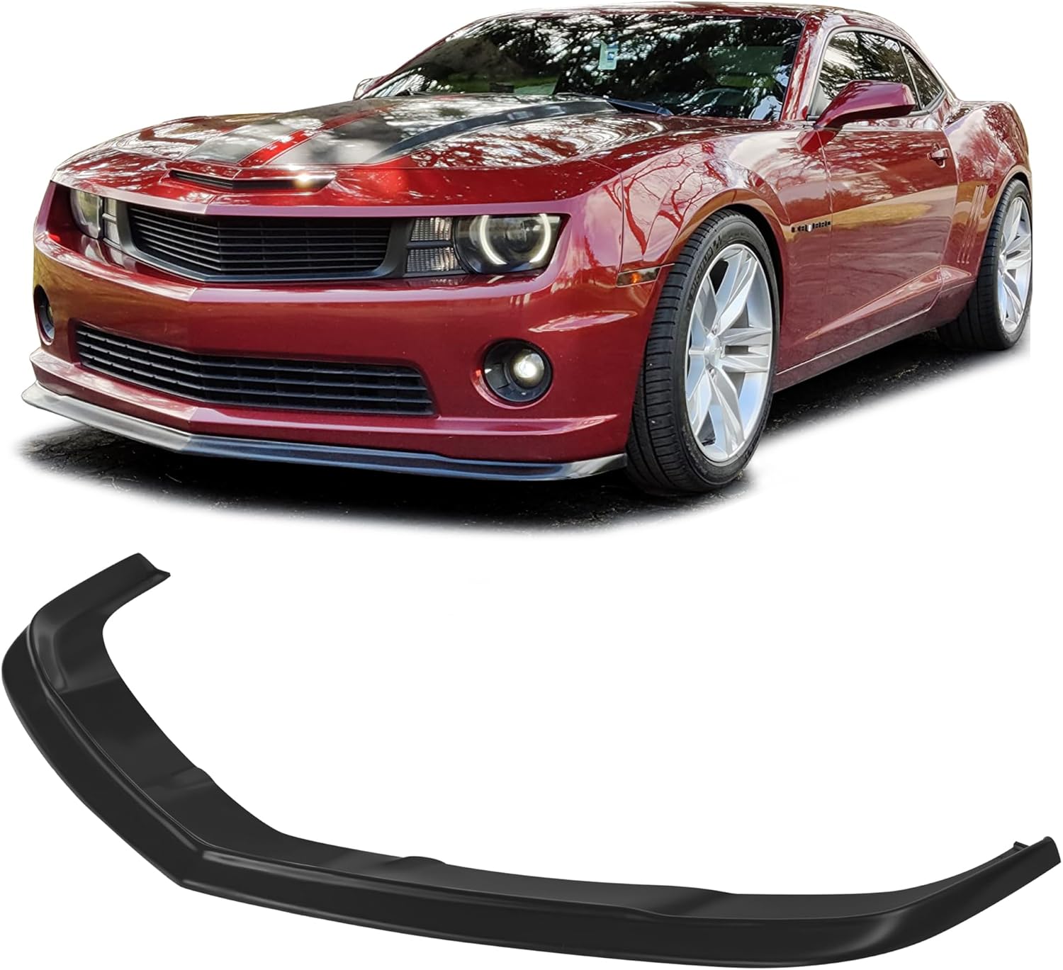 Compatible with/Replacement for Front Bumper Lip, SLP Style PU Front Lip Splitter Black, Fits 2010 2011 2012 2013 Chevy Camaro V8 SS Only