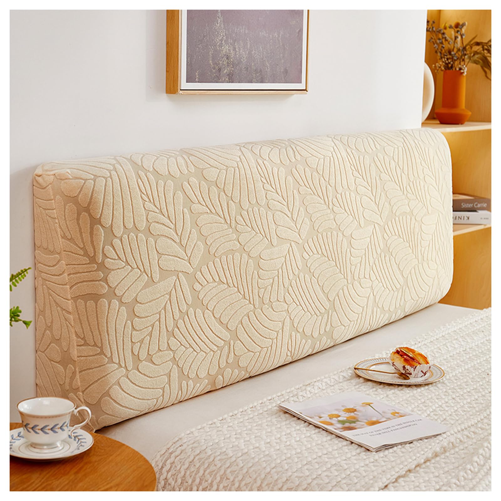 Gofohimi C Bed Headboard Slipcover Sets,3D Jacquard Headboard Bed Over Headboard Overs For Double Bed/Small Double,Dustproof All-Inclusive Elasti Headboard Protection Over,,120Cm