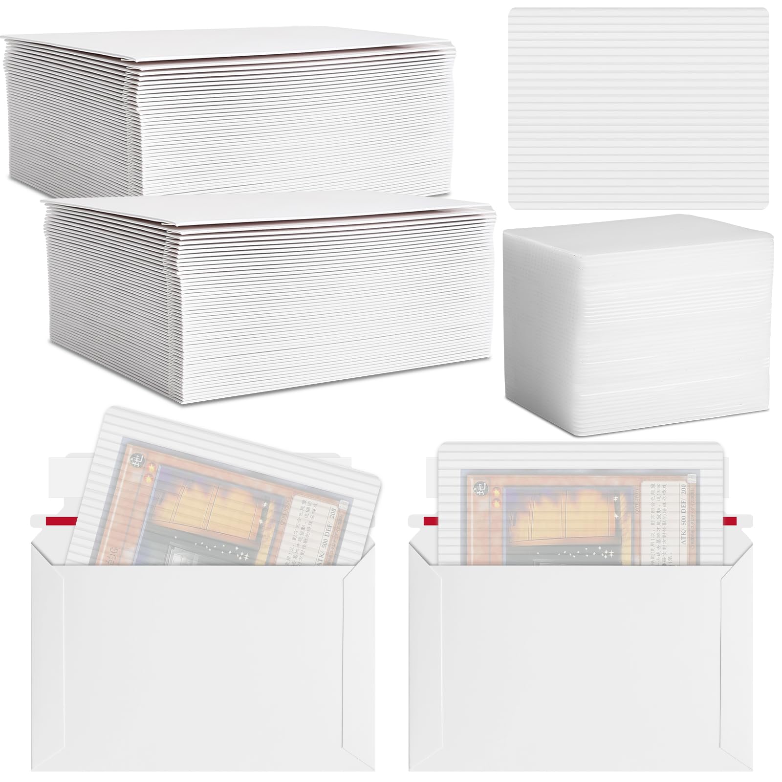 200 Pcs Trading Card Shipping Supplies, Envelopes and Protector Kit, White