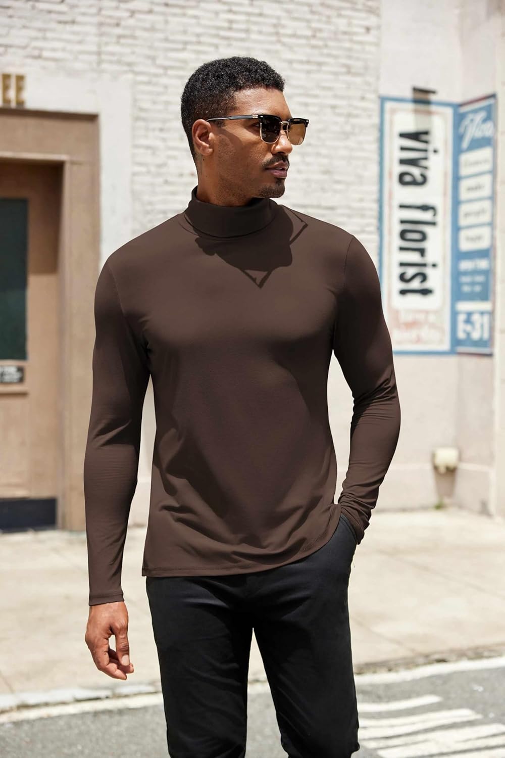 COOFANDY Mens Turtleneck Shirts Slim Fit Shirt Tops Lightweight Pullover Thermal Sweater Casual Long Sleeve Shirt - Image 2