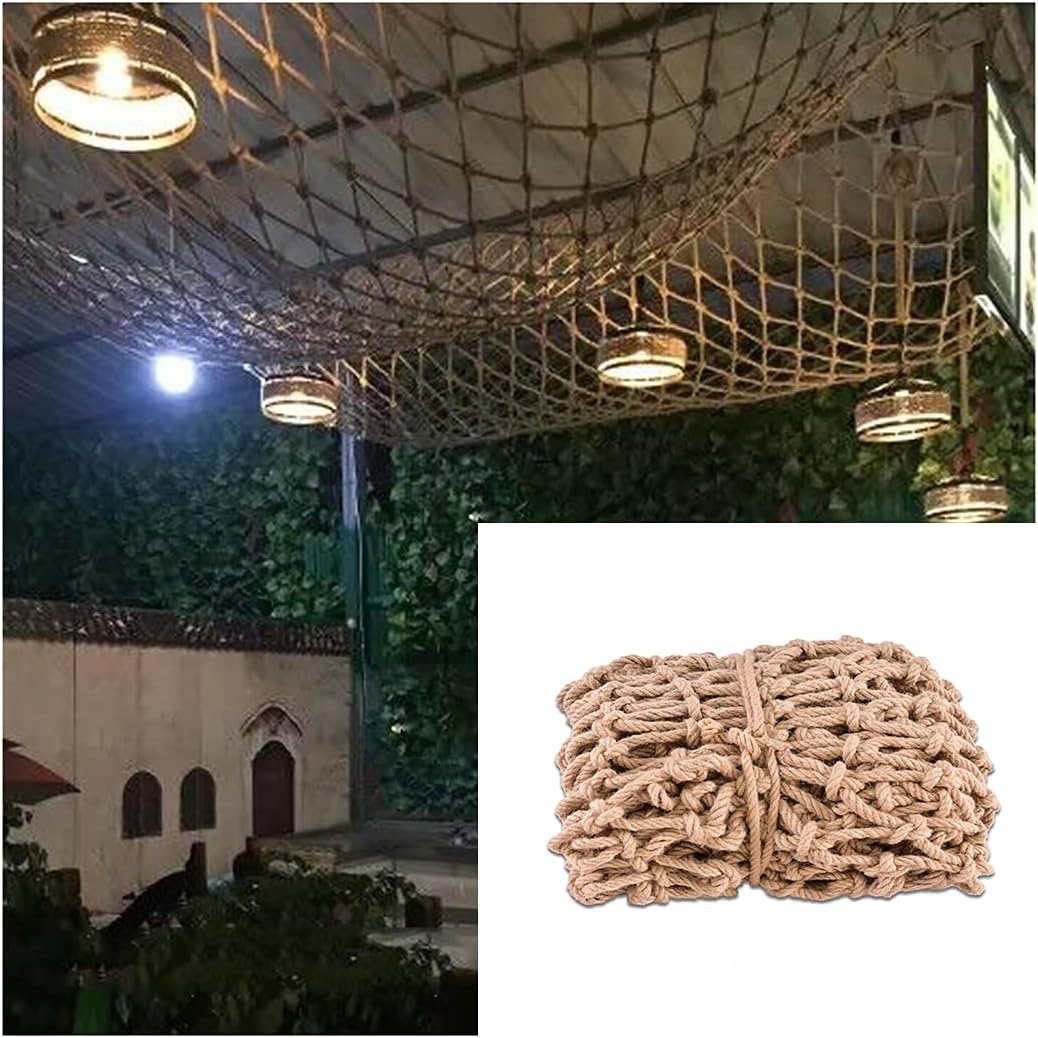 Child Safety Net - Safety Mesh Netting For Rail Balcony Banister Stair For Baby Kids Toys Pets, Safe For Indoor, Outdoor Child Safety Net Climbing Net Hemp R(Size:1x10m(3.3x33ft),Color:Hemp rope net)