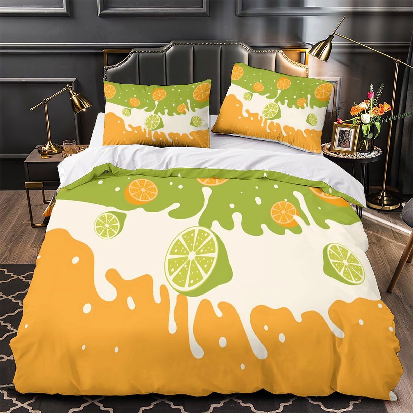 Housse de couette Noël 220x240 King microfibre 3D à motif biscuits festifs ultra douce pour fille