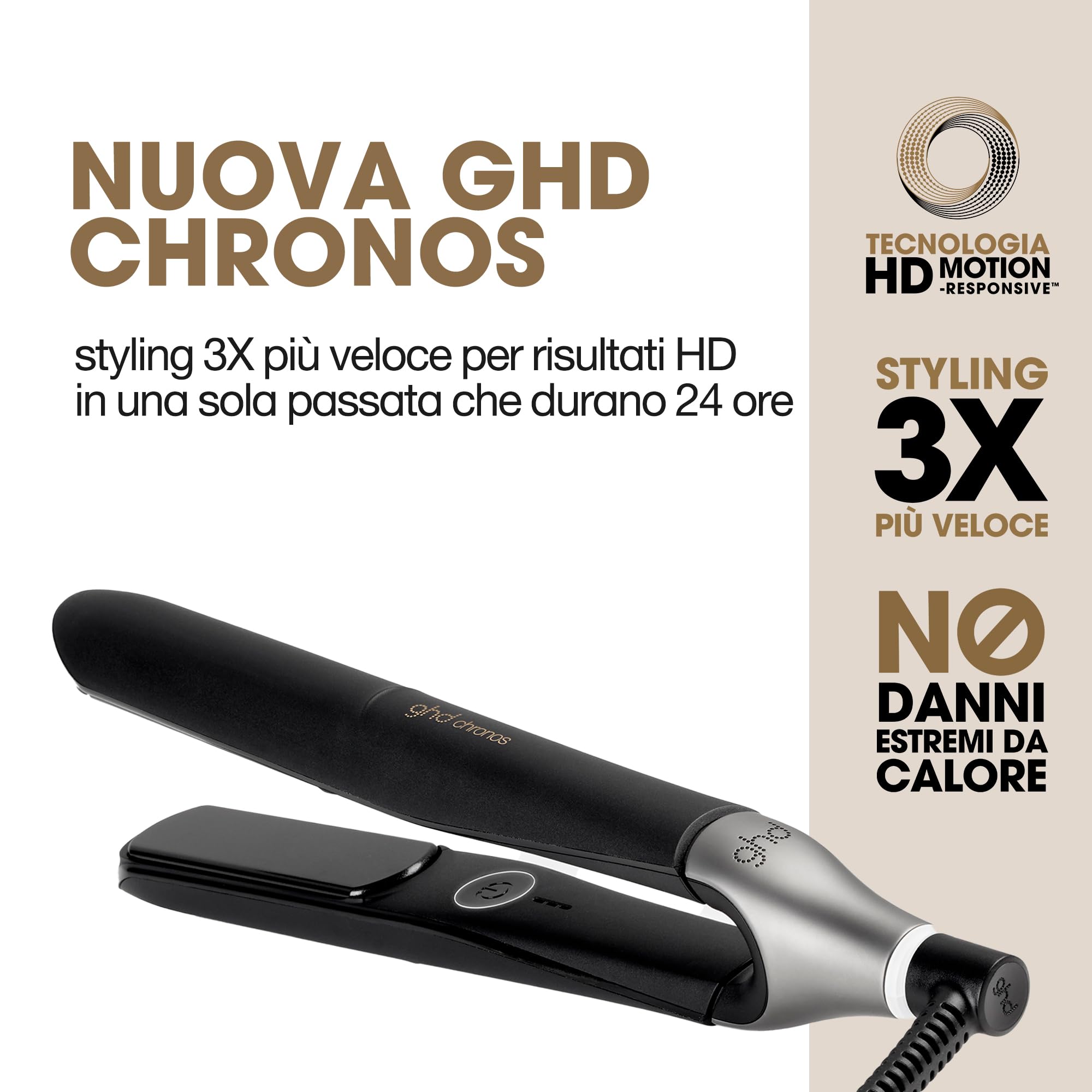 ghd Chronos Piastra & Styler – La Più Avanzata, Styling 3X Più Veloce, Maggiore Lucentezza – Senza Danni da Calore Estremo – Per Tutti i Tipi di Capelli