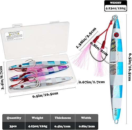 Miniatura 2 de FREGITO Plantillas de pesca verticales de agua salada, cuchara de jigging vertical, señuelos de atún de pesca, señuelos artificiales de pesca para