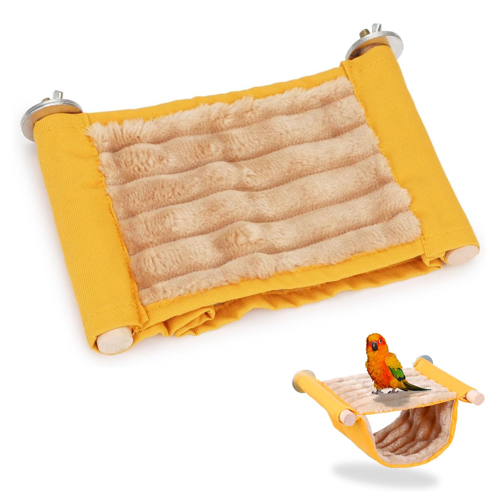 Amaca Uccello Letto A Castello, Nido Cocorite Caldo Per Gabbia, Accessori Per Cocorite E Piccoli Uccelli, Luogo Di Riposo Confortevole, Giallo