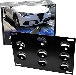 iJDMTOY No Drill Front Bumper Tow Hook License Plate Mounting Bracket Adapter Kit Compatible with 2018-up Alfa Romeo Stelvio (949)