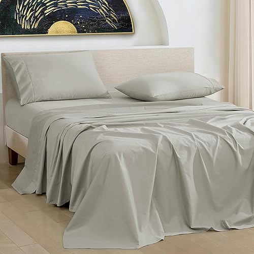 Miniatura 10 de URBANHUT Juego de sábanas de 1000 hilos 100% algodón egipcio de calidad (4 unidades), sábanas de alta densidad de hilos, sábanas de hotel de tejido