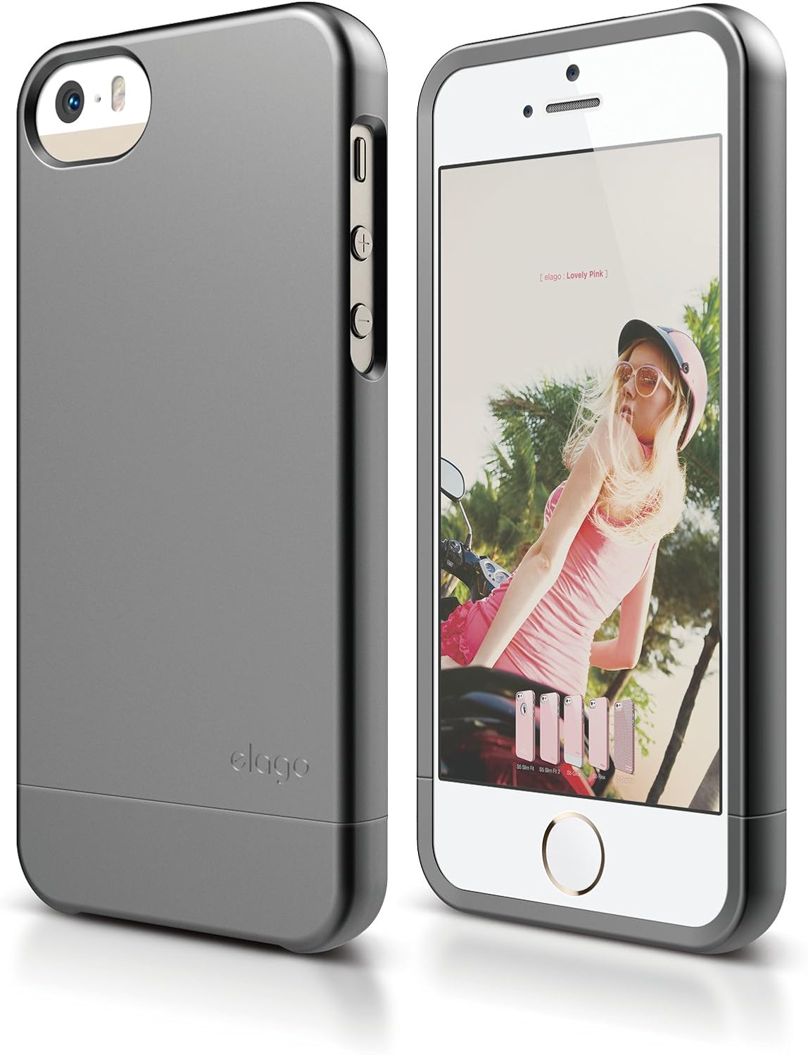 iPhone SE case, elago® [Glide][Semigloss Metallic Dark Grey] - [Mix and Match][Premium Armor][True Fit] - for iPhone SE/5/5S