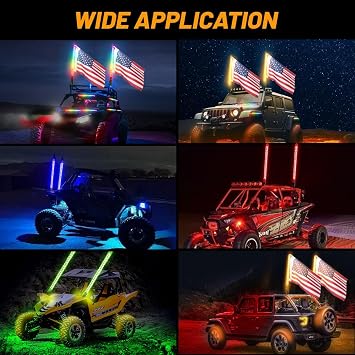 2 Pack 3FT Whip Lights, LED Whip Light with App & Remote Control, Spiral RGB Chasing Lighted Antenna Whips, Whip Light for UTV ATV RZR SXS Can-Am Dune Buggy Offroad Truck (3FT)