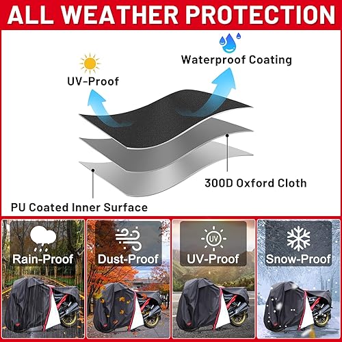 Miniatura 7 de Funda para motocicleta, impermeable, con cremallera, para todas las estaciones, resistente al viento, alta resistencia al calor, al polvo y a la