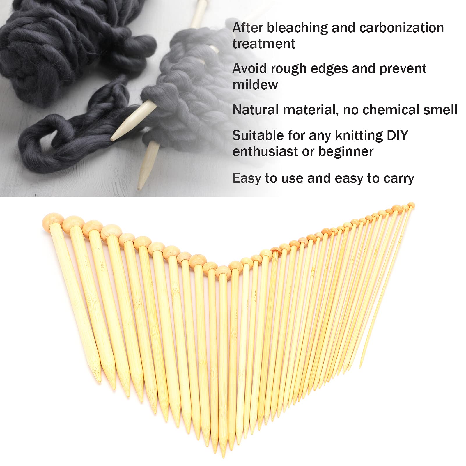 Set Ferri Da Maglia In Bambù - 36 Pezzi, 2.0-10.0 Mm, Con Borsa A Rotolo | Per Principianti E Professionisti - Foto 9