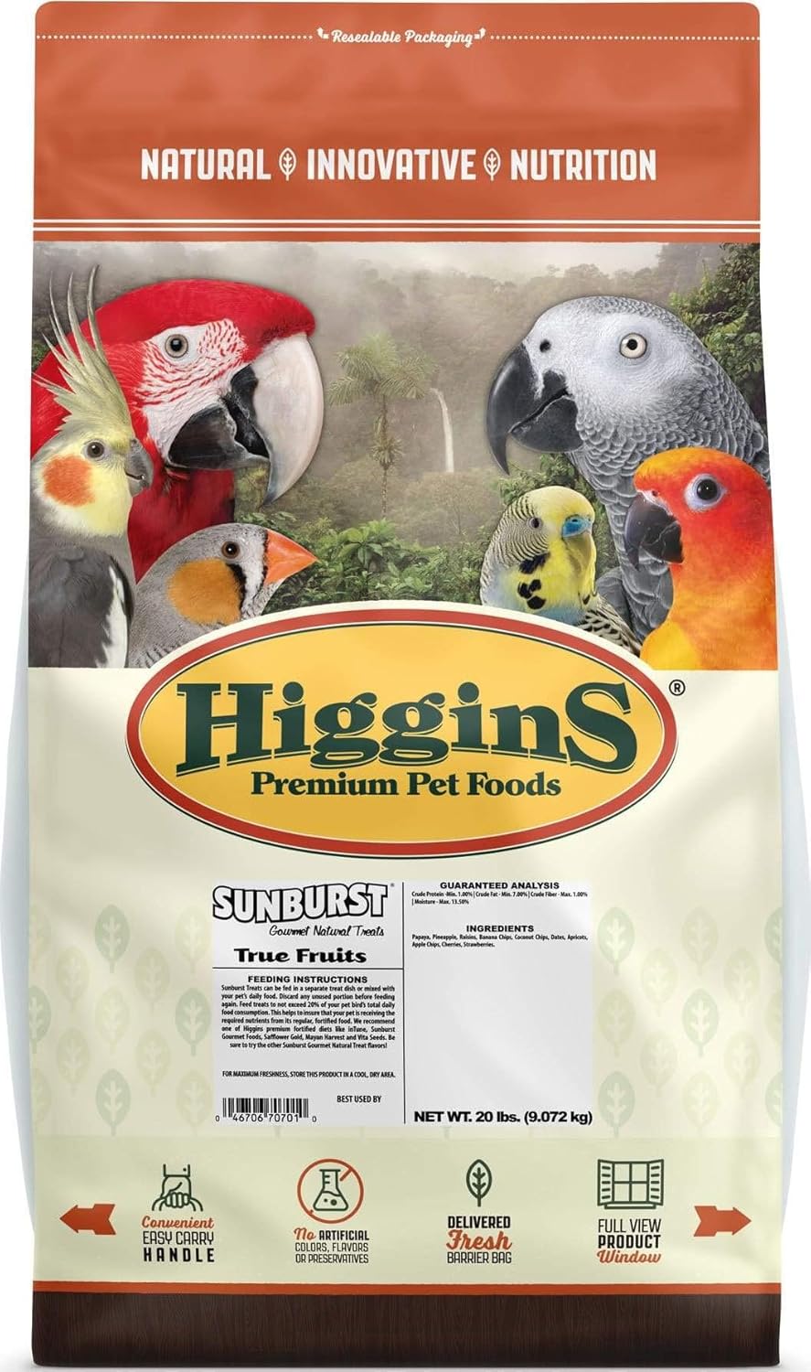 Higgins Snack Attack True Fruits Large Bird Treat 20lb