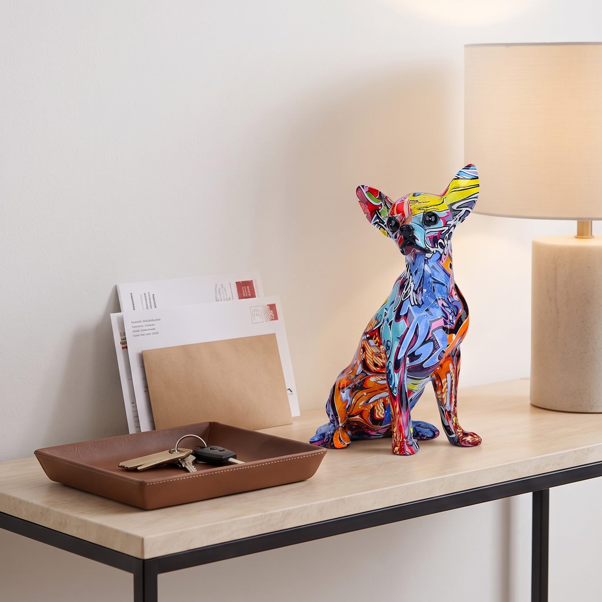 suruim Simple Couleur Créative Bouledogue Chihuahua Chien Statue Salon Ornements Maison Entrée Cave À Vin Bureau Décors Résine Artisanat