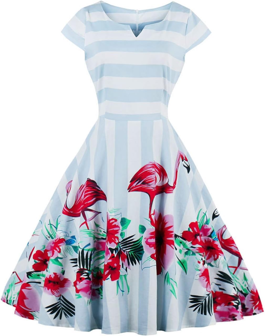 VERNASSA Vestito Anni '50 Donna Cocktail Floreale Abito Cerimonia in Cotone A-Line Stile Vintage Anni'50 Abito,Taglie Forti S-4XL