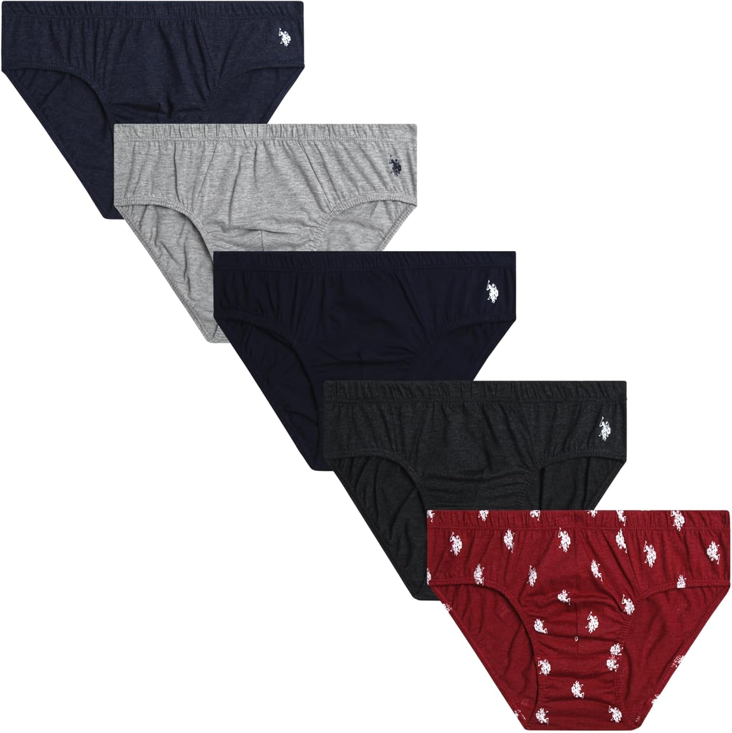 U.S. Polo Assn. Mens Underwear Briefs - 5 Pack Cotton Tag Free Low Rise Briefs Underwear for Men Pack with Contour Pouch