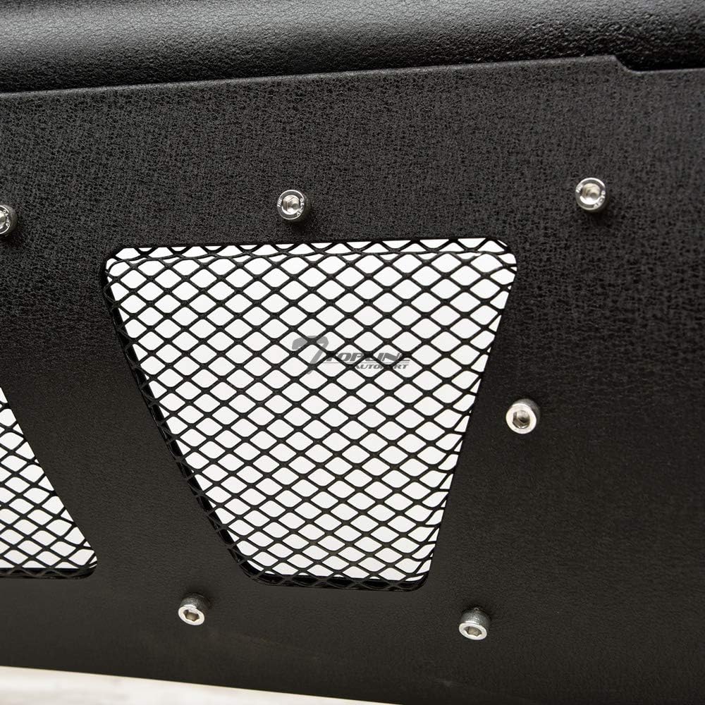 Textured Black Studded Mesh Bull Bar Brush Push Front Bumper Grill Grille Guard with Skid Plate Compatible with 05-21 Frontier / 05-07 Pathfinder / 05-15 Xterra