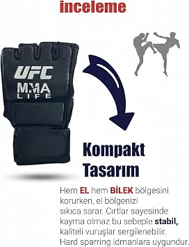 UFC MMA Eldiveni Suni Deri Kesik Parmak Tasarımı Velcro Bilek Desteği Kafes Dövüşü ve Antrenman Eldiveni