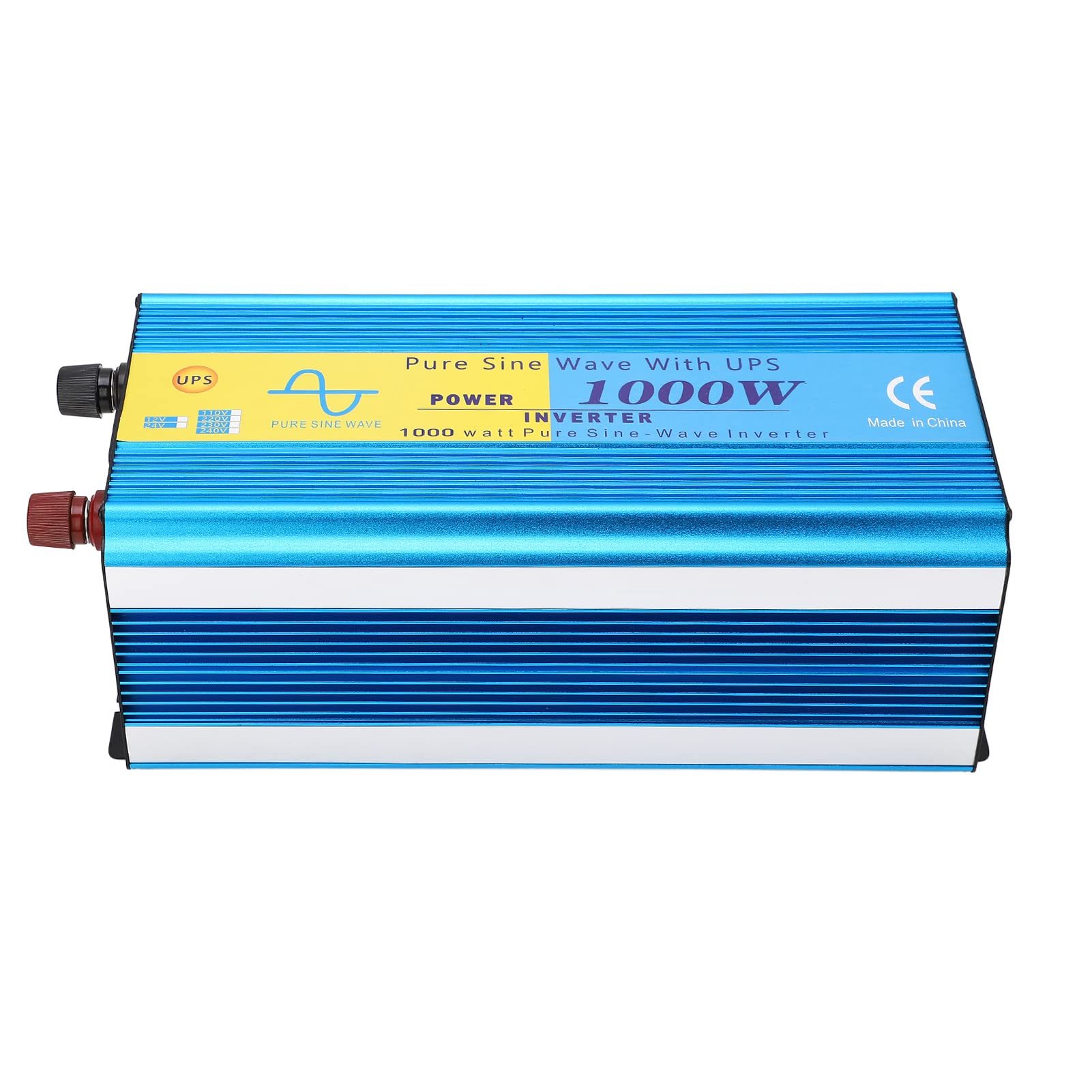 Fafeicy 1000W Falownik Czystej Fali Sinusoidalnej 2000W Szczytowa Moc Falownika Konwerter DC 12V na AC 110V z Wyświetlaczem LCD, Portem USB, Podwójnymi Gniazdami AC do Samochodu, (Wtyczka UE AC230V)
