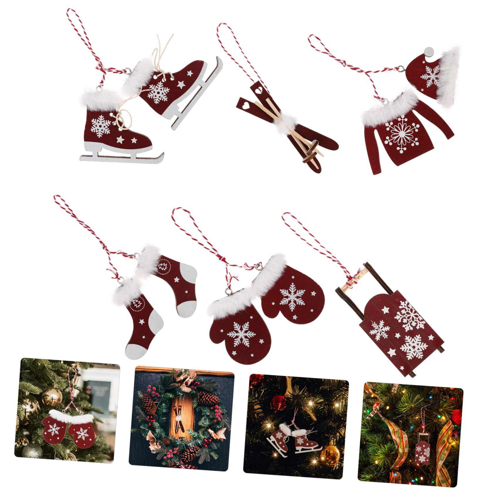 Alipis 5 Ensembles Décorations De Noël Fête De Noël Décorations De Maison Lumineuse pour La Maison Pendentif Suspendu De Ornement Suspendu De Sapin De Suspension De Fenêtre Bois
