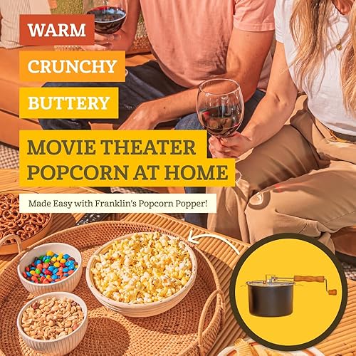 Miniatura 2 de Franklins Original Whirley Pop Stovetop Popcorn Machine Popcorn Popper Deliciosa y saludable máquina de palomitas de maíz para cine Kit de palomitas