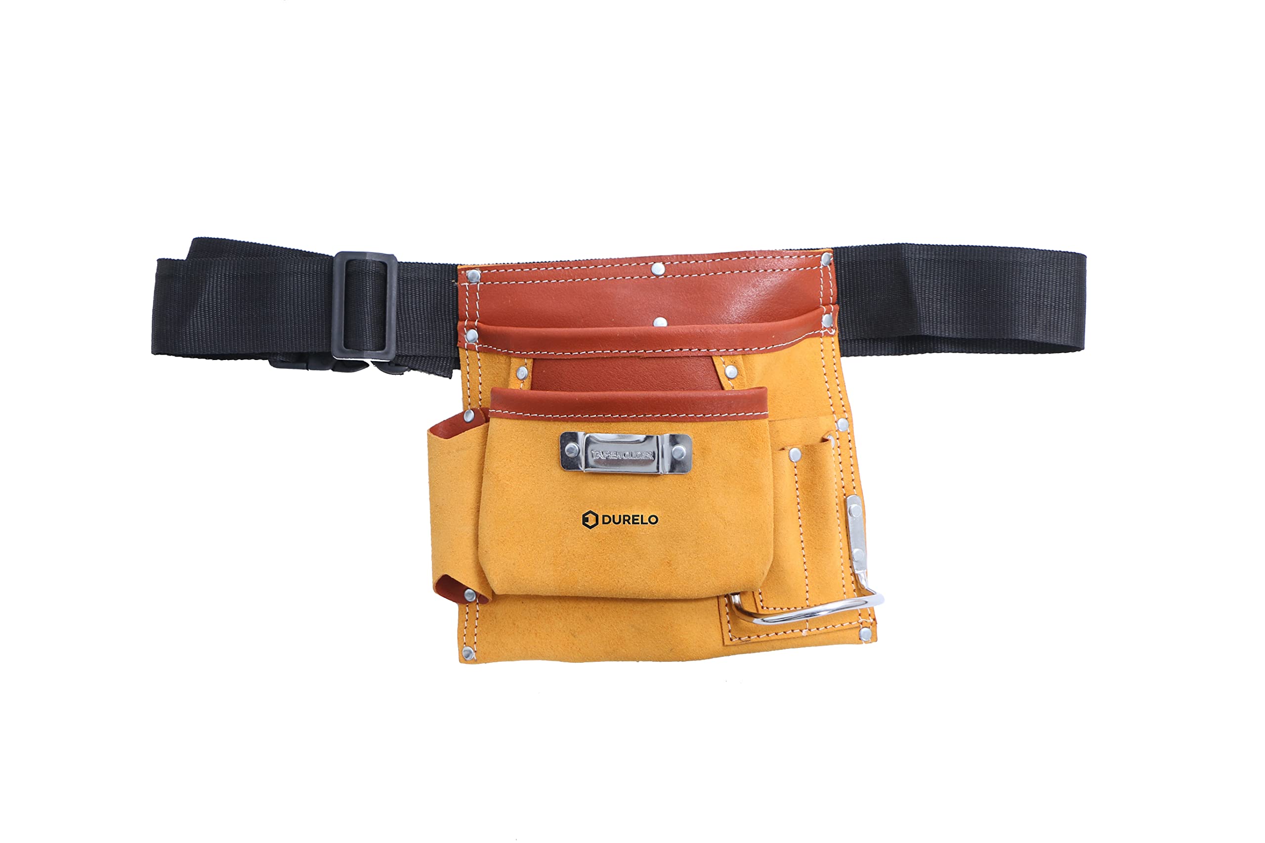 DURELO Leather Tool Bag 5 Pockets with Hammer and 1 Tape Holder (B0B2KGGB3N) Amazon Price History, Amazon Price Tracker