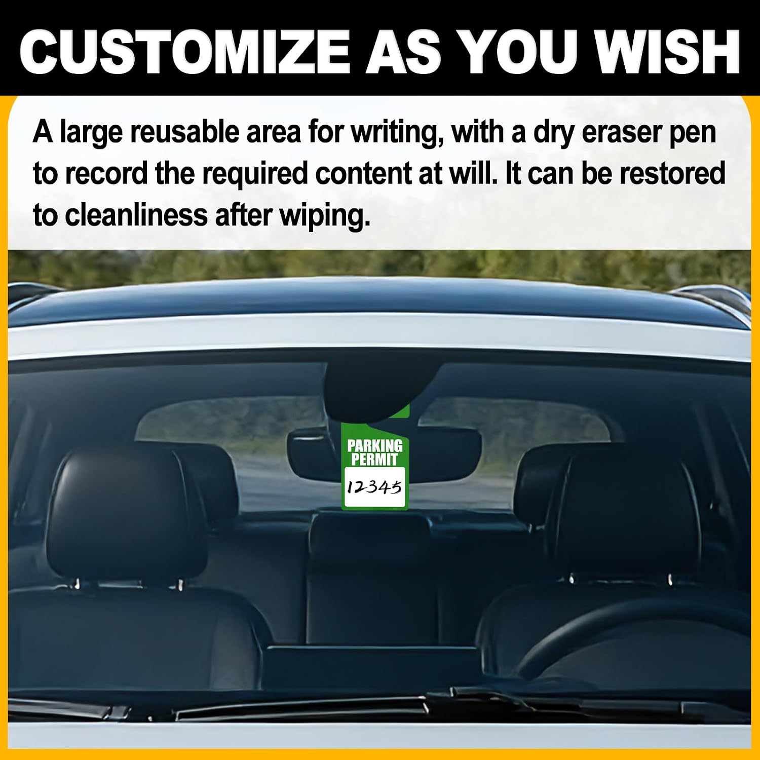 25 Pcs Parking Permit Hang Tags - Green Waterproof 3"×5" Poly Plastic Placards for Car Rearview Mirror Temporary Parking Passes