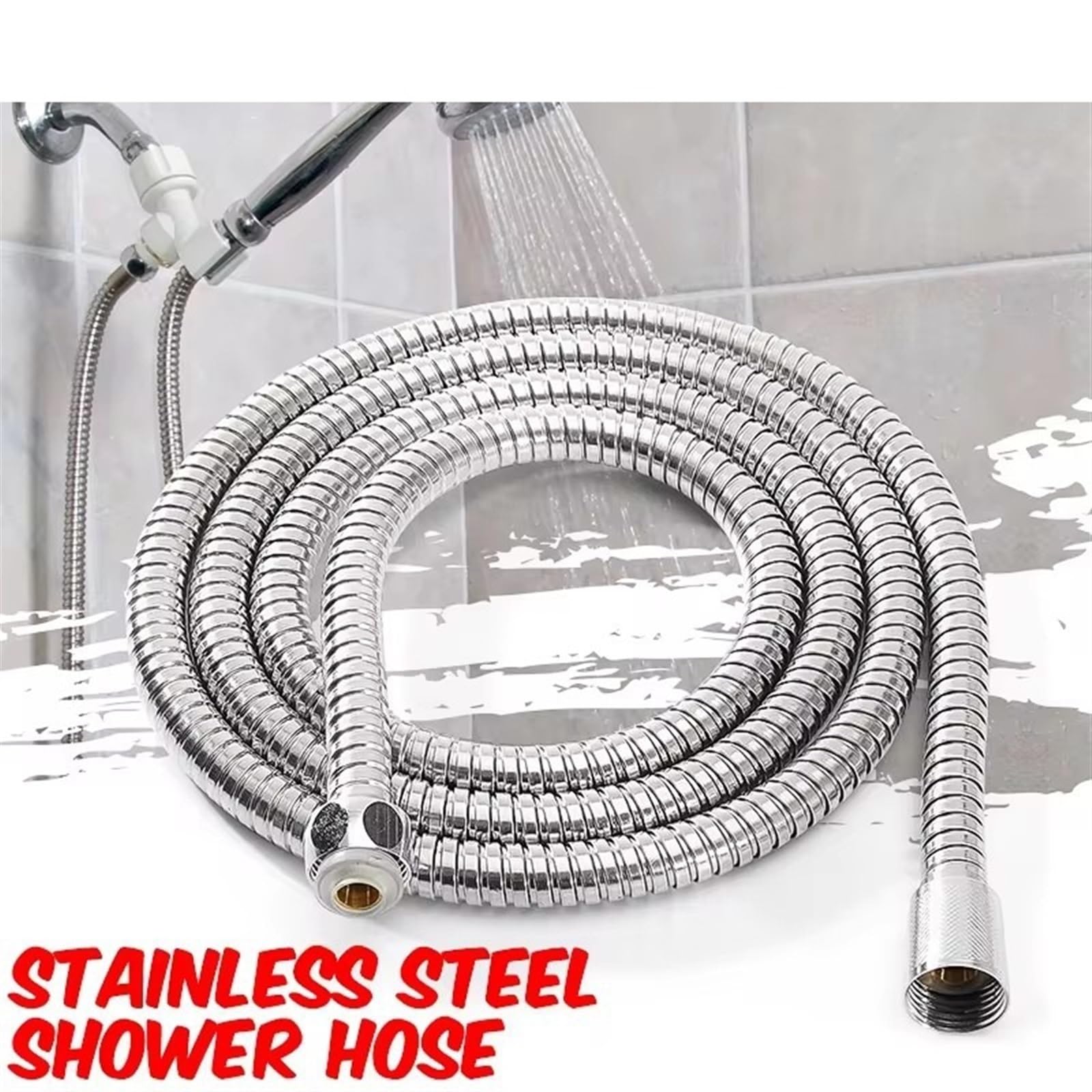 Manguera Ducha Manguera de Ducha Flexible de Acero Inoxidable Cromado for baño, Cabezal de Ducha, Tubo de extensión(Type A-3meter)