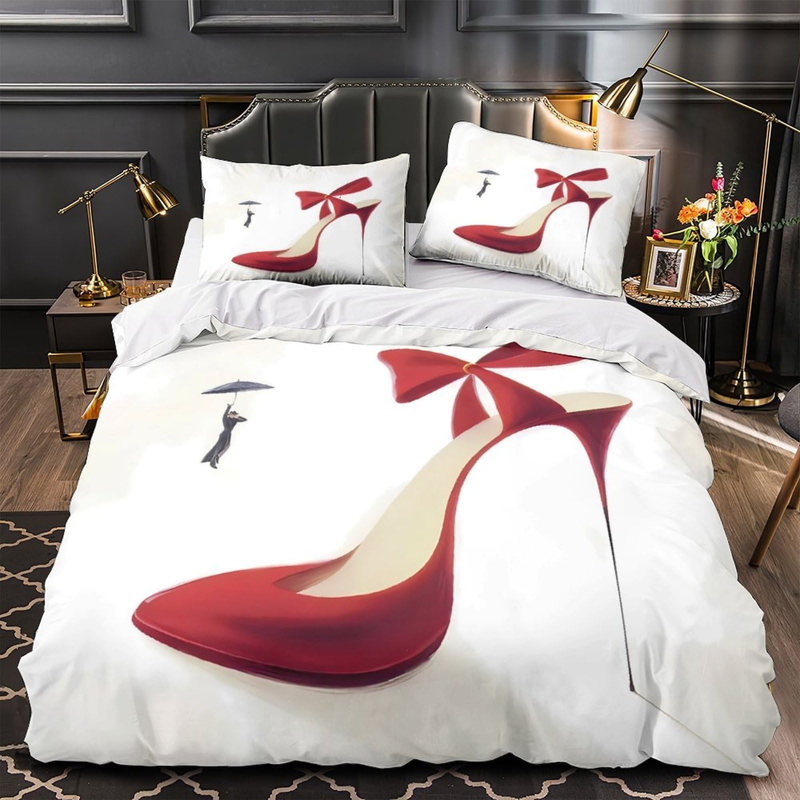 Parure de lit renard roux 200x200 microfbre 3D avec housse de couette