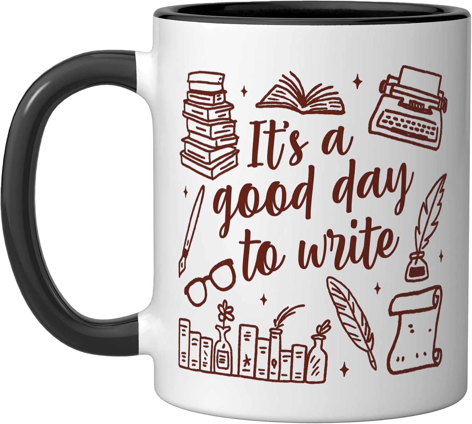 Writer Author Novelist Writing Teacher Good Day To Write Ceramic Mug, Pink/White, 15oz image 4