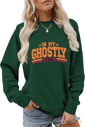 Long Sleeve Shirt for Women In My Ghostly Era Womens Sweatshirt No Hood Long Sleeve Tops Halloween Sweatshirt