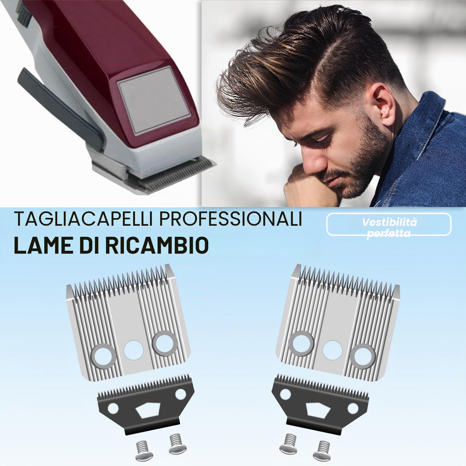 Star Blade - Lama di ricambio compatibile con il tosaerba Moser 1400, in acciaio inox, 0,7-3 mm, confezione da 2