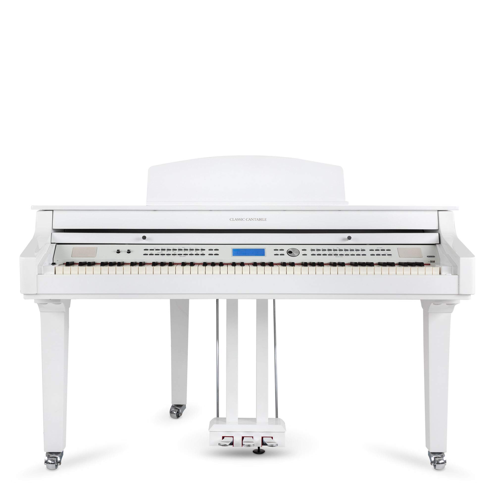 Classic Cantabile GP-A 810 Digitalflügel Set (88 Tasten mit Hammermechanik, 3-fach Sensorik, 1200 Voices, Bluetooth, inkl. Bank, Kopfhörer Schule) weiß Hochglanz