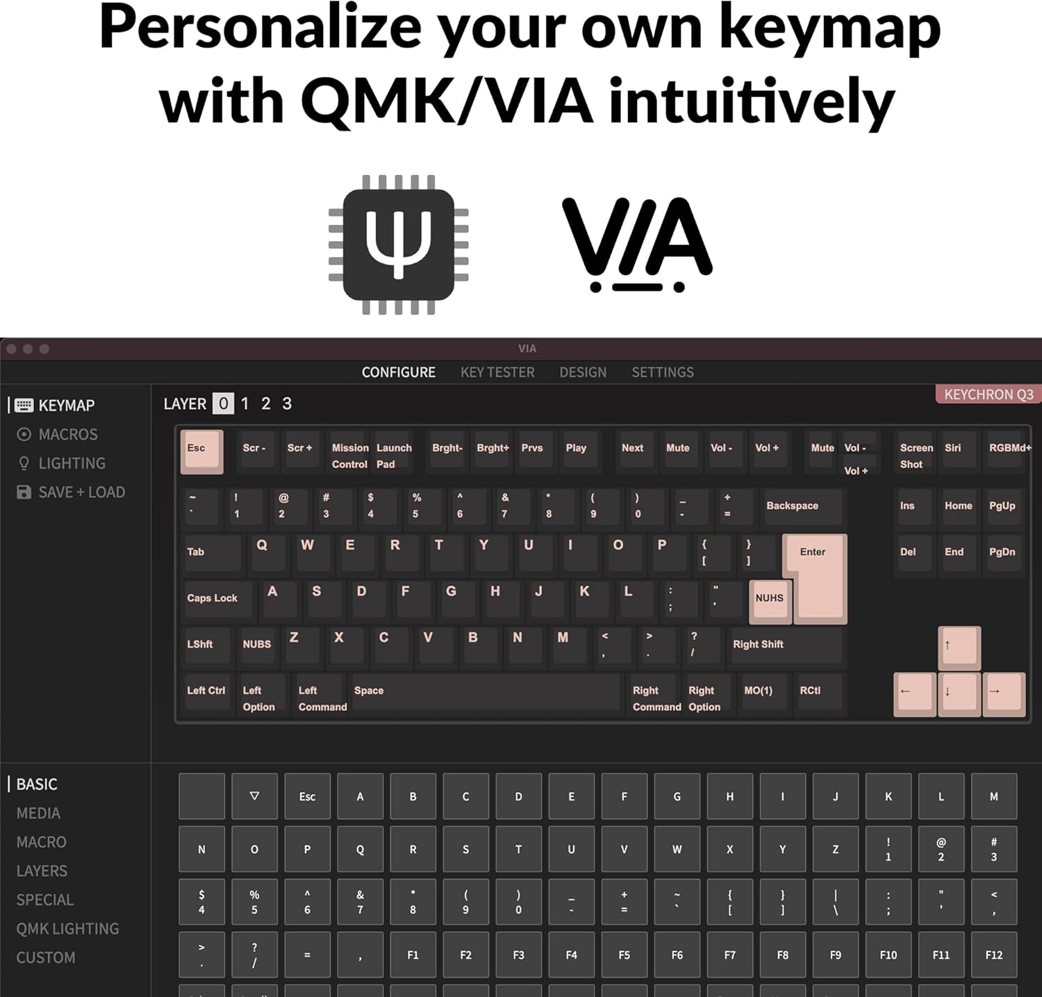 Keychron Q3 Barebone Kit ISO EU Knob Version, QMK/VIA Wired Custom Mechanical Keyboard, Full Aluminum Hot-swappable Tenkeyless Layout Double-Gasket DIY, Programmable Macro for Mac Windows Linux - Blue