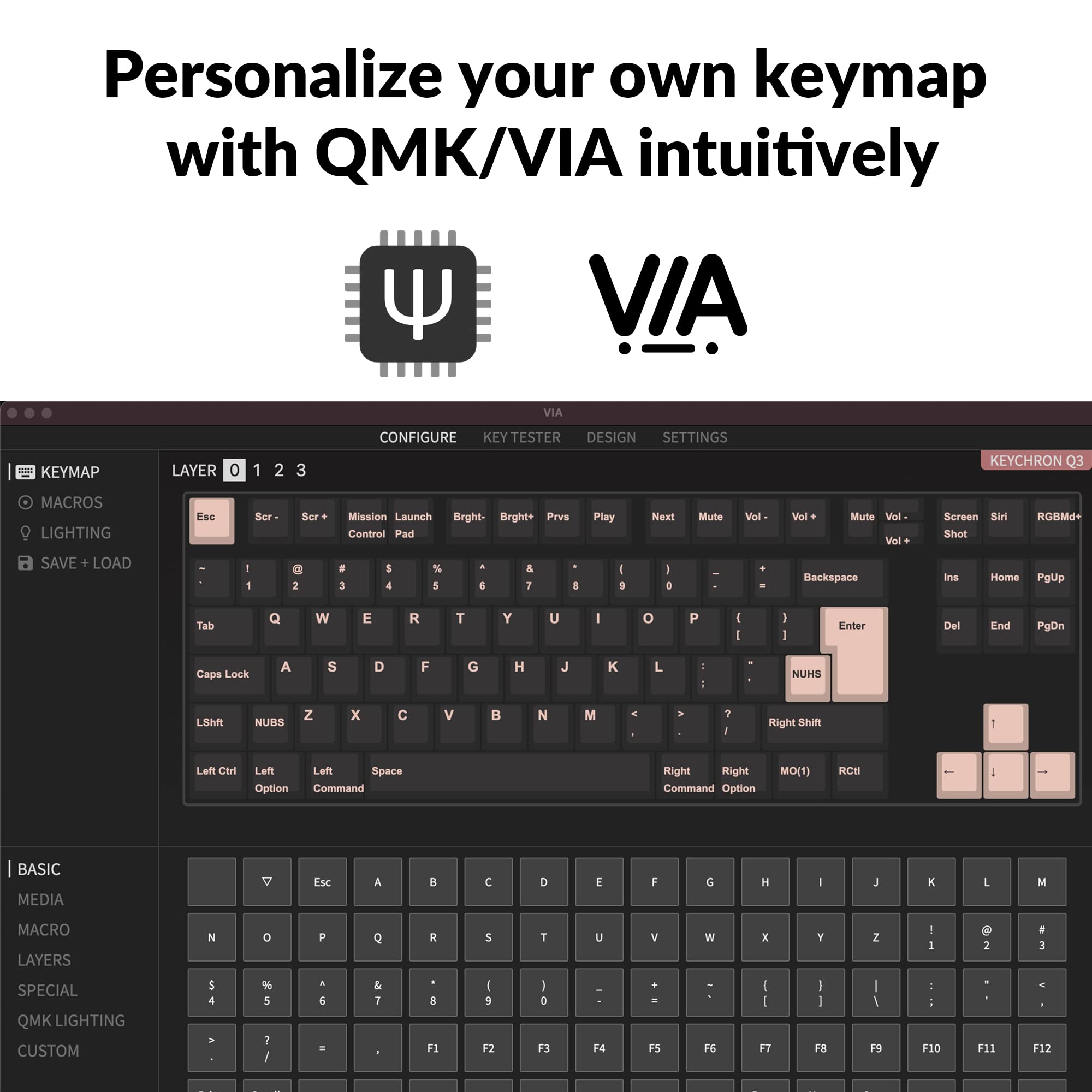 Amazon | Keychron Q3ベアボーンキット ISO EUノブバージョン QMK/VIA 