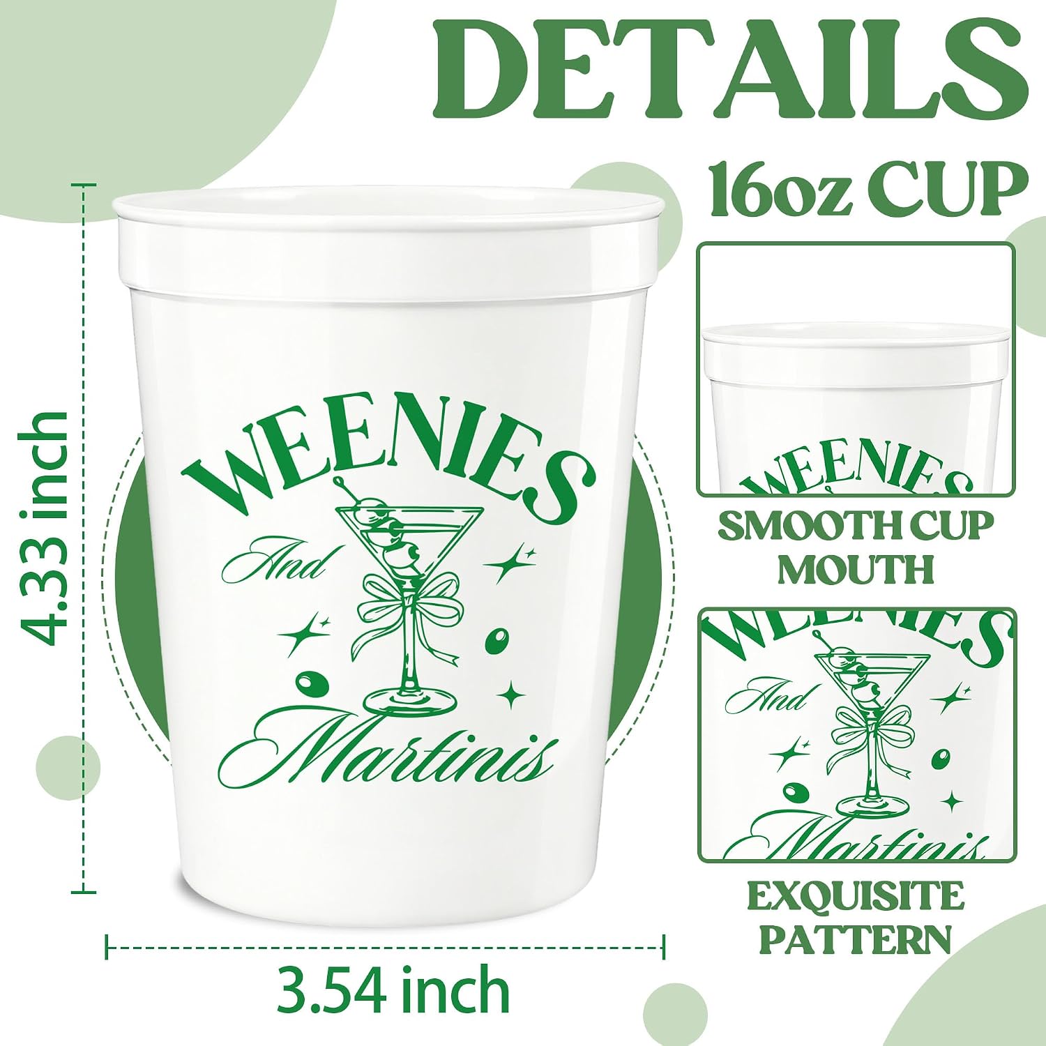 12PCS Weenies and Martinis Bachelorette Party Cups 16oz Weenies and Tinies Party Decor Martini Themed Birthday Party Decorations Supplies