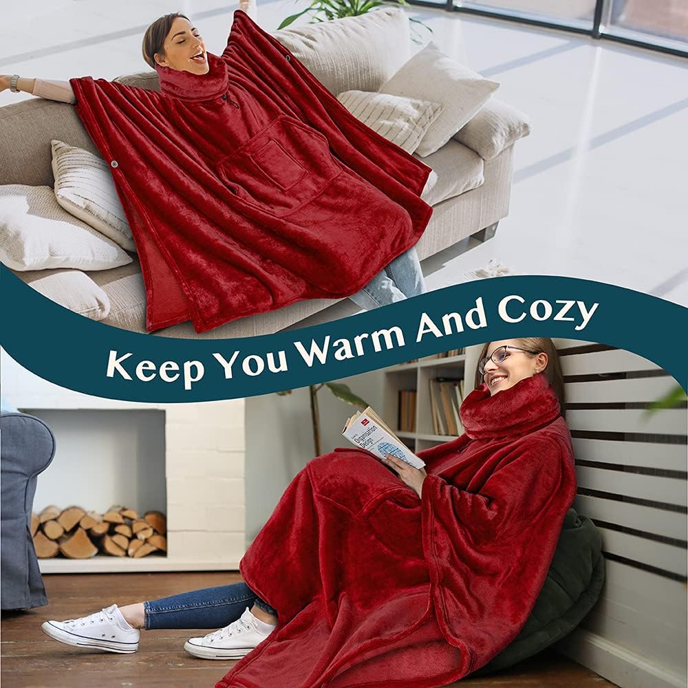 PAVILIA Wearable Blanket Poncho Women Men, Oversized Hoodie Sweatshirt Sweater Neck Warmer, Fleece Soft Hug Sleep Pod Adult - Image 7