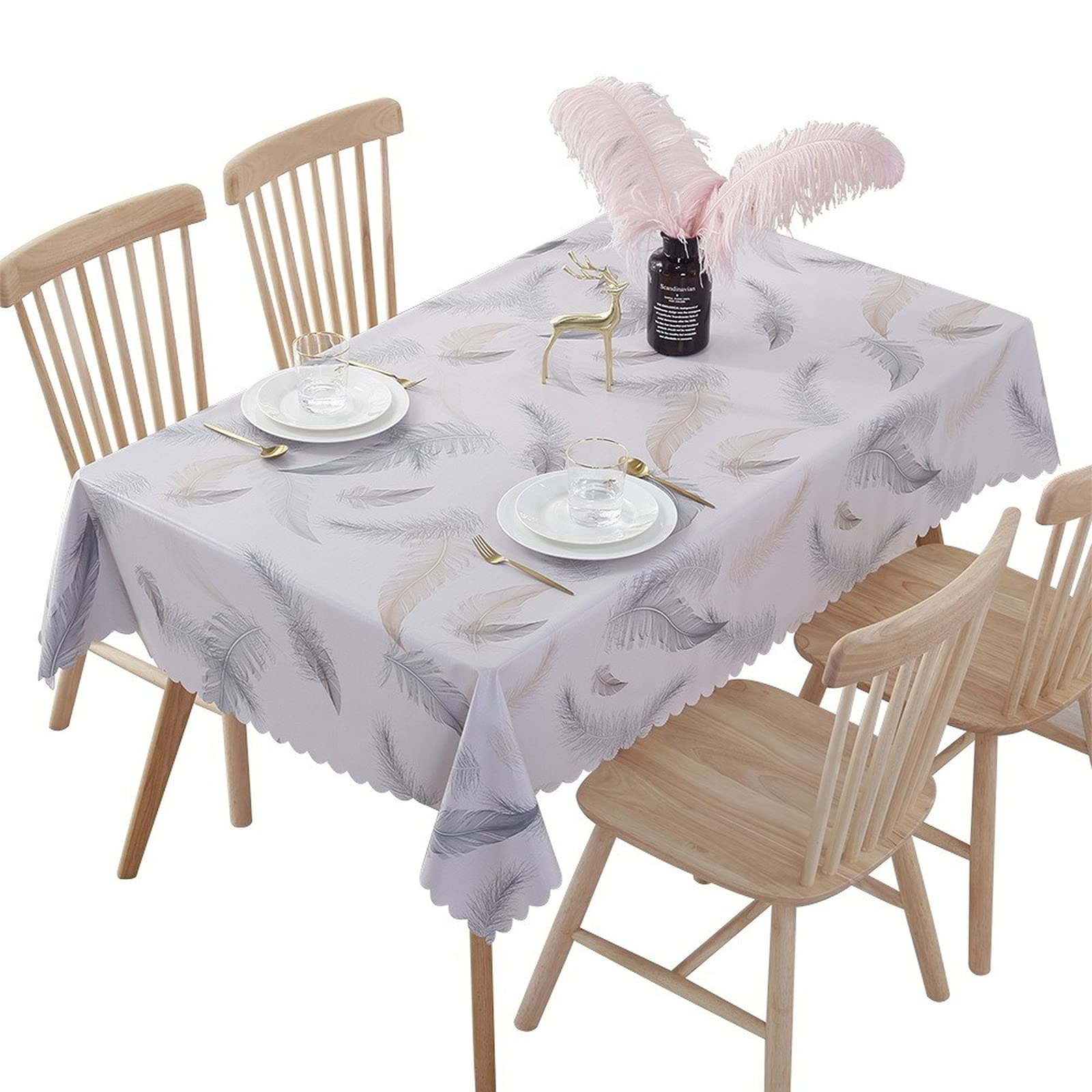 Nappe de jardin en PVC et pique-nique extérieur motif plumes chic