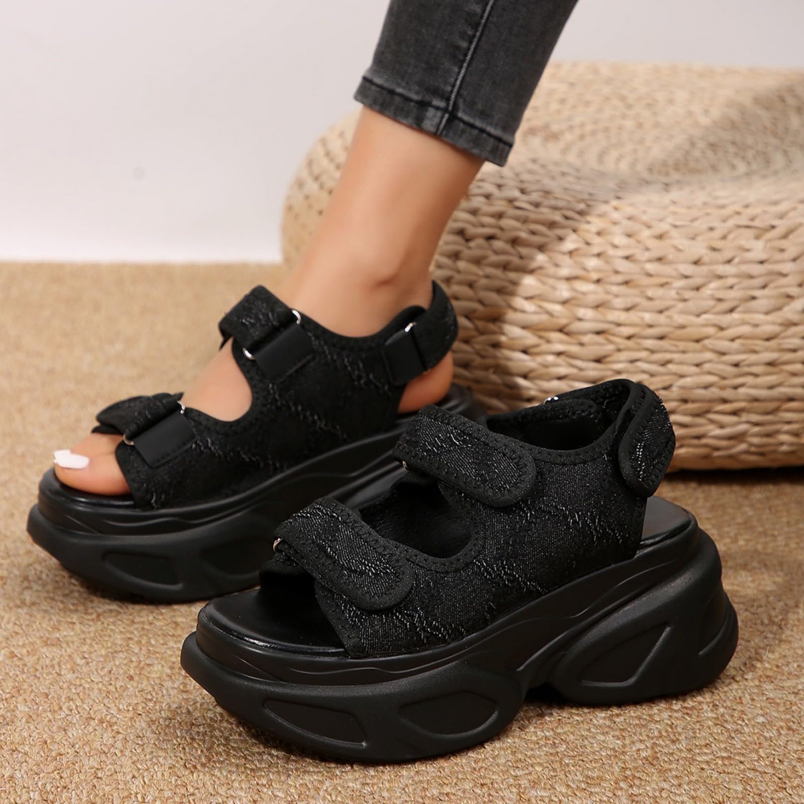 Generico Sandalidonna Estive Eleganti Comodi Estero Taglie Forti Tacco Alto Pantofole Fresche Primavera Ed Estate Nuovi Stili Spessi Su Per Le Donne Scarpe Donna Chiuse Ciabatte Ortopediche