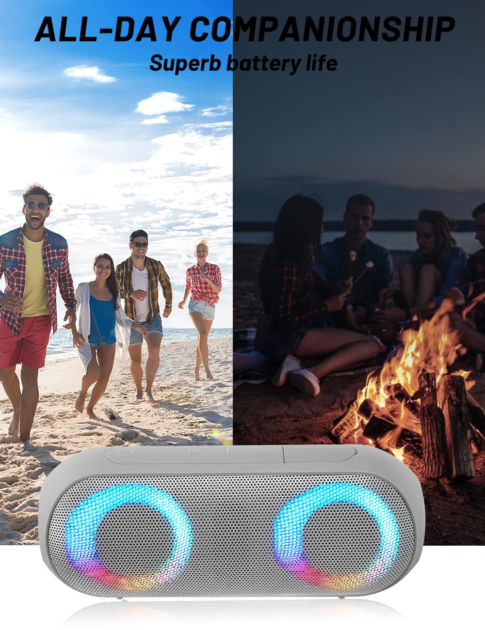 Altavoz Bluetooth NOTABRICK Con Luces RGB - 30W De Potencia, IPX7 Impermeable, Hasta 100 Pies De Alcance - Ideal Para Fiestas