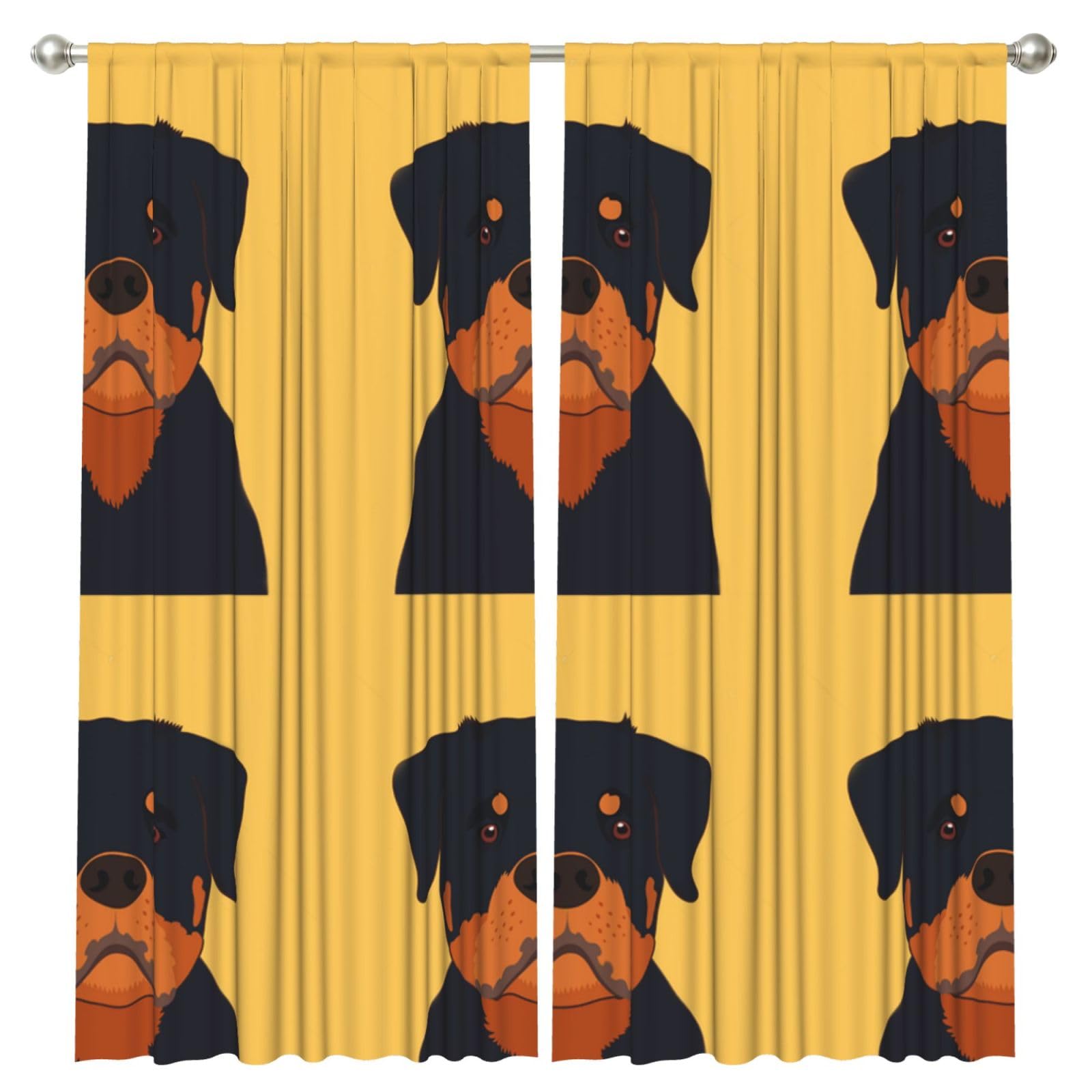 InOmak Rottweiler Dog, 2 Panels Window Curtains 52 x 84 Inch Blackout Curtains for Living Room Bedroom