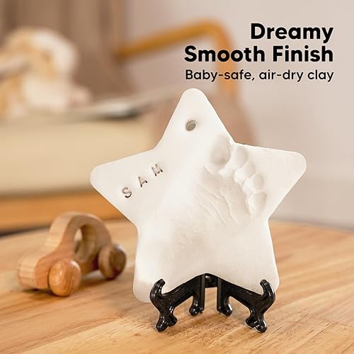 Miniatura 15 de KeaBabies Kit de recuerdo de manos y huellas para bebé, kit de adornos de huellas de manos y pies recién nacidos de secado rápido para niños