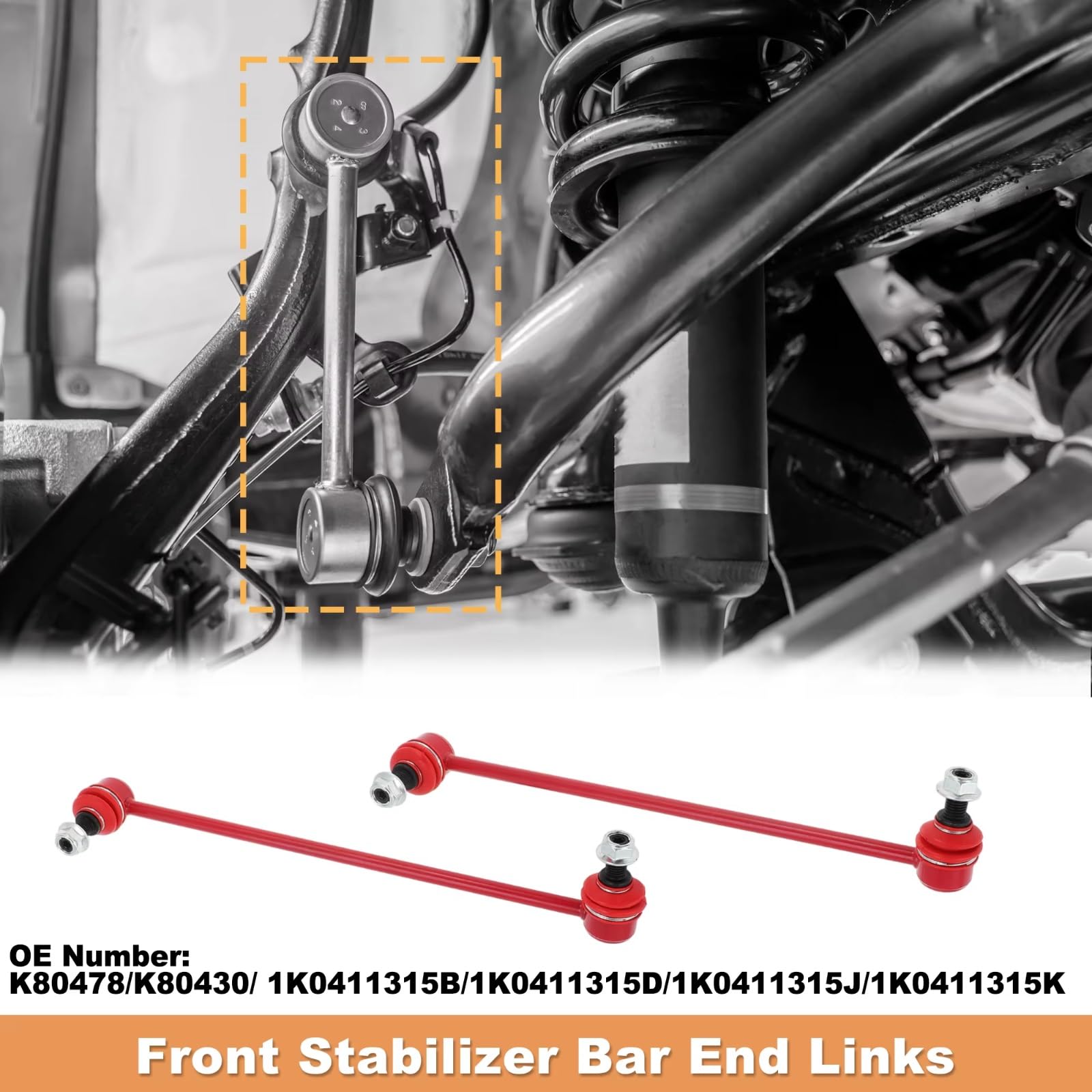 Bieletas de Barra estabilizadora Delantera (2 Unidades) Kit de bieletas de Barra estabilizadora Delantera K80478 Compatible con VW Jetta 2005-2016, Rabbit 2006-2009 y Passat 2012-2016