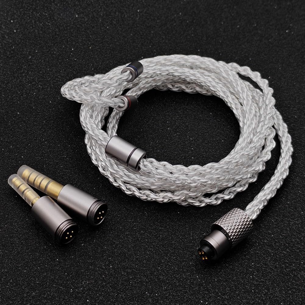 Cable de repuesto para auriculares tipo C de 3,5 mm y 4,4 mm, para cable auxiliar trenzado con chapado en plata para barra de sonido TV 1,2 m (2 en 1)