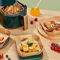 Vista 7 de Forros de papel para freidora de aire, 125 forros desechables antiadherentes, papel de hornear para freidora de aire, a prueba de aceite